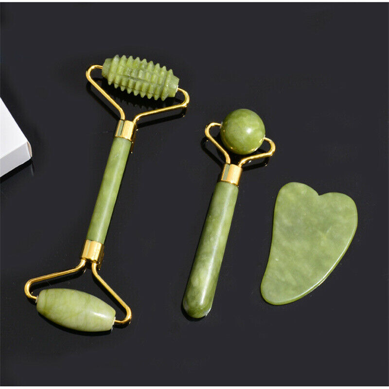 Face Body Massager Natural Gua Sha Jade Stone Roller Women Facial Massage T Gy