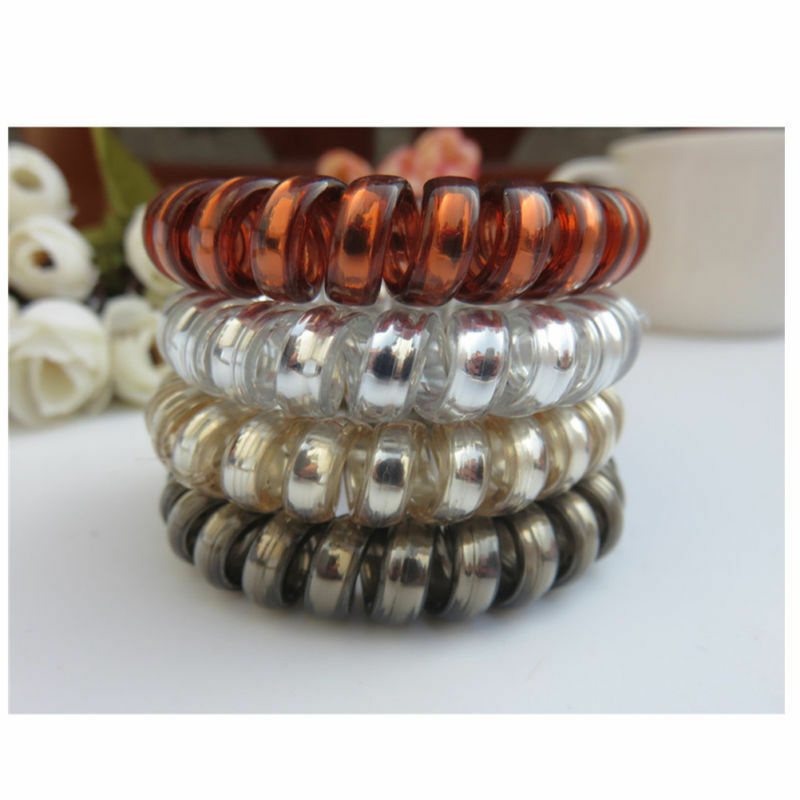 12Pcs Rubber Telephone Wire Hair Ties Spiral Hair Head Elastic Bands HOT
