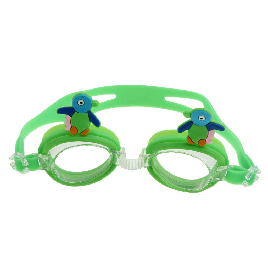 Cartoon Kids Goggles Anti Fog UV Protection Swim Glasses Blue Penguin