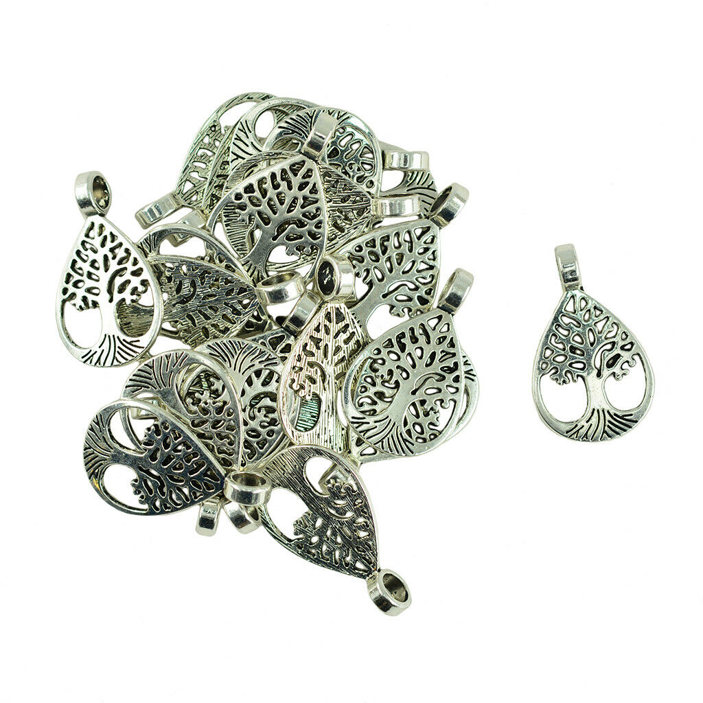 70pcs Filigree Yoga Lotus Flower Charms & Tree Of Life Pendant DIY Crafts
