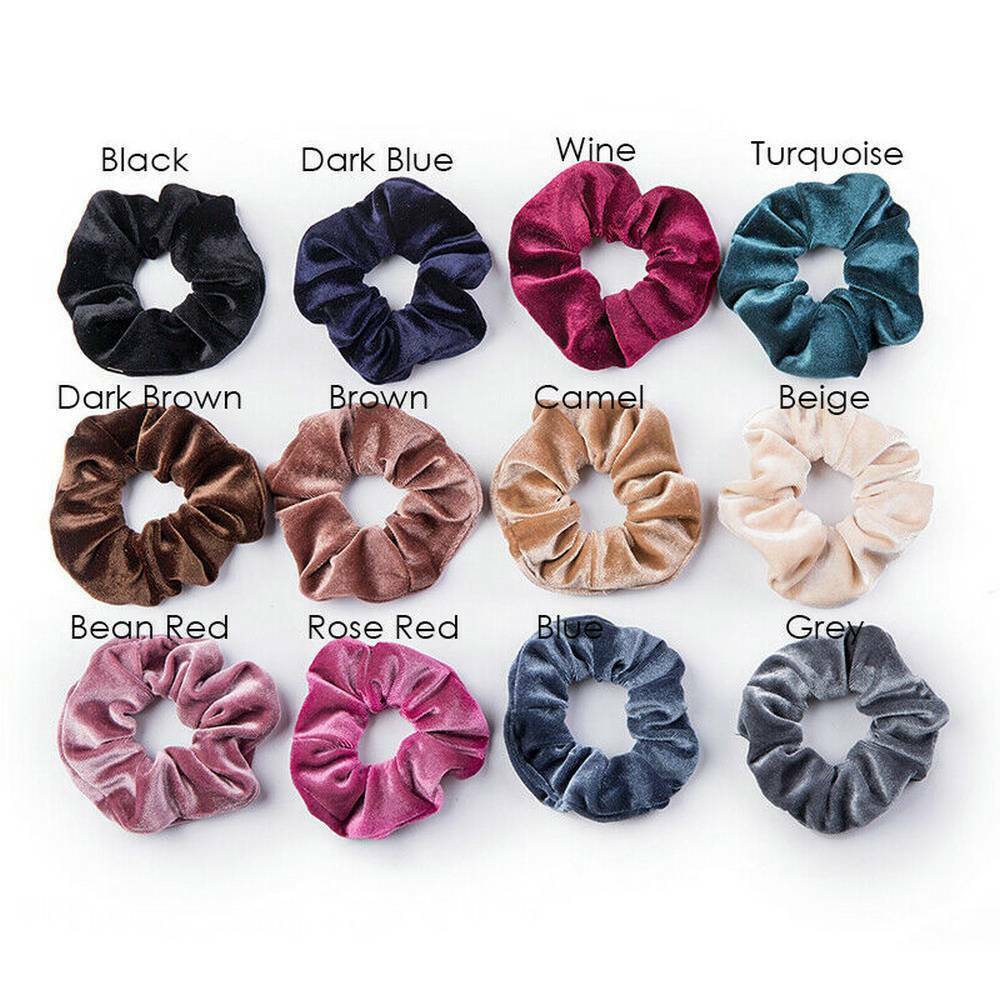 12-Pack Women Velvet Hair Scrunchies Elastic Bobble Ponytail Holder Accessories~