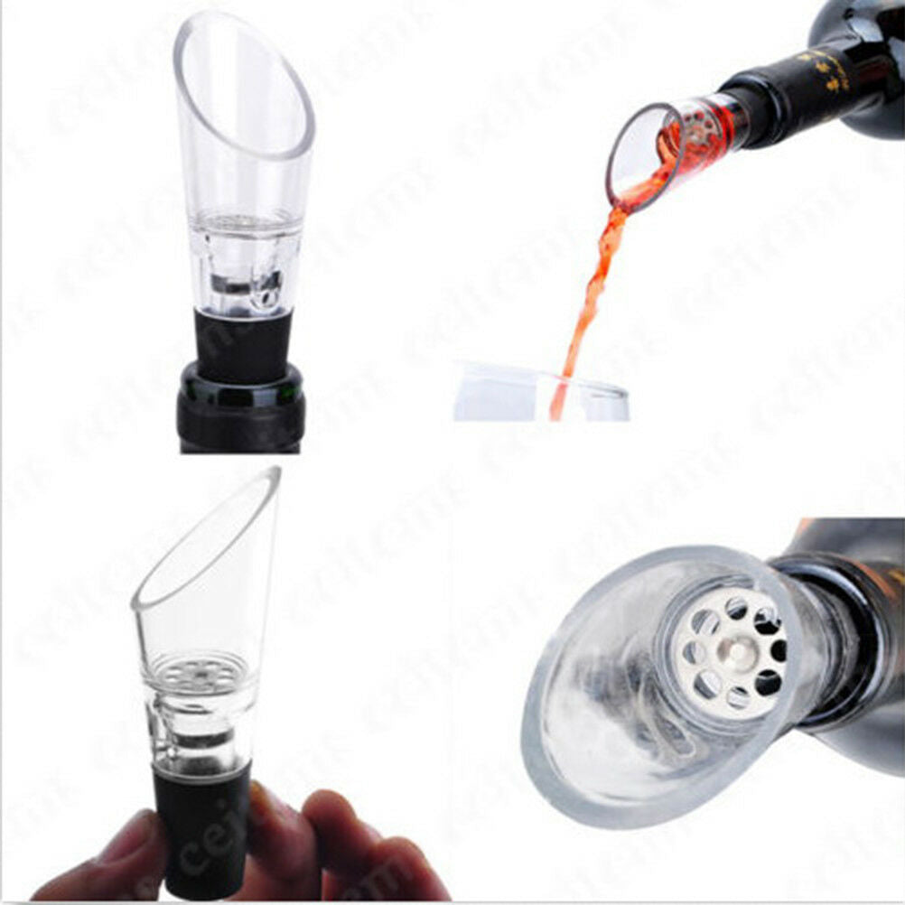 1pc Wine Aerator Pour Spout Acrylic Decanter Pourer Aerating Bottle Stopp.l8
