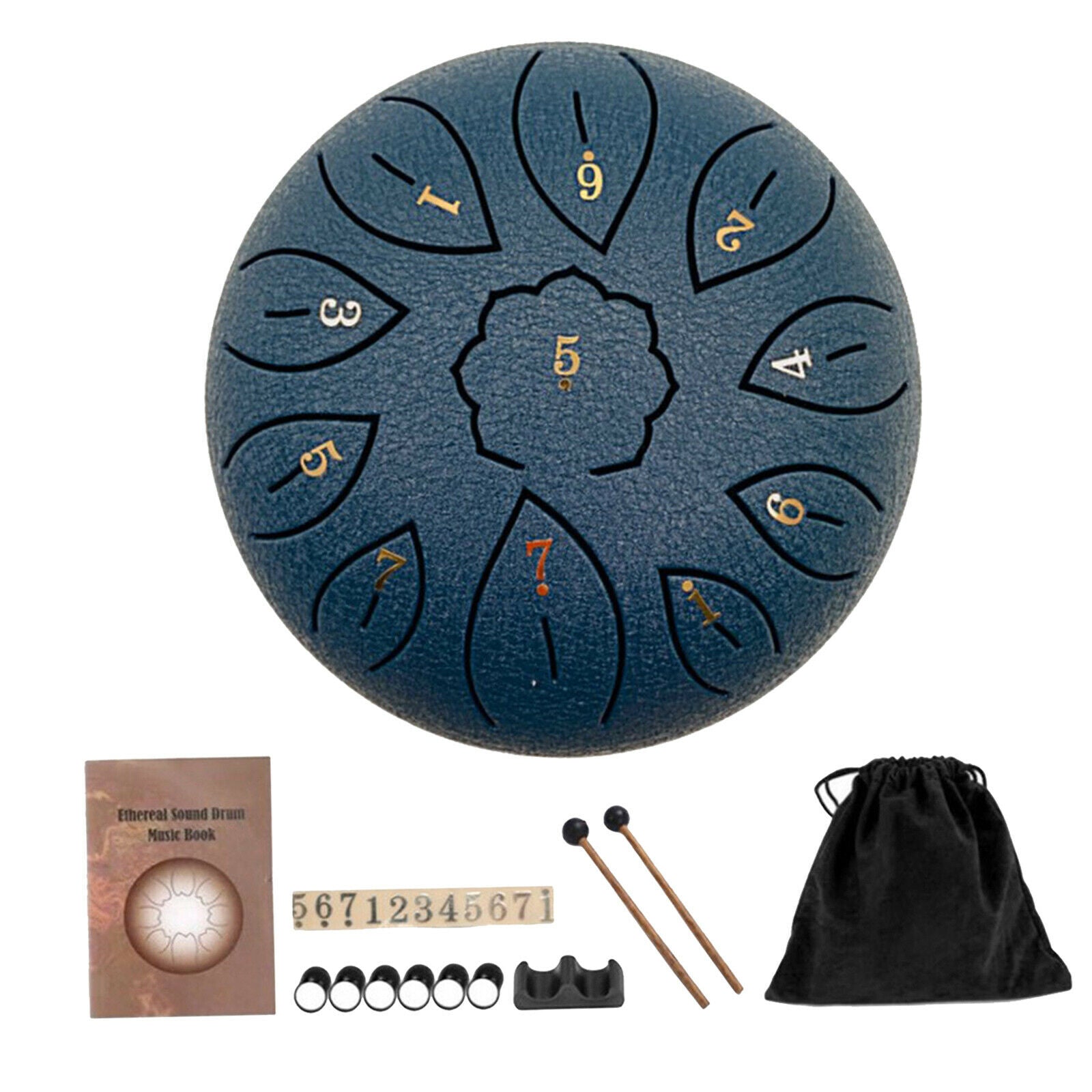 6 Inch Steel Tongue Drum & Storage Bag Music Book Gift for Boys Girls navy