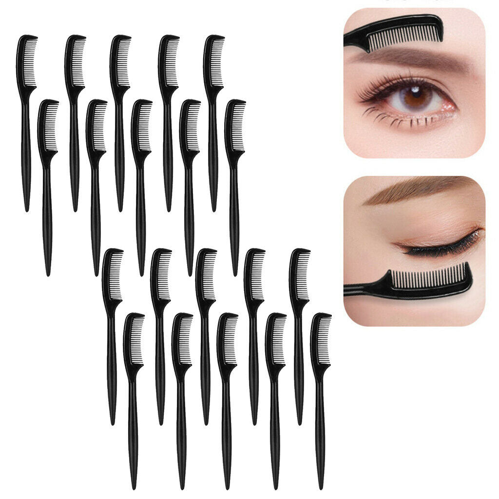 20 Pieces Mini Eyebrow or Eyelash Comb Disposable Brushes for Makeup - Black
