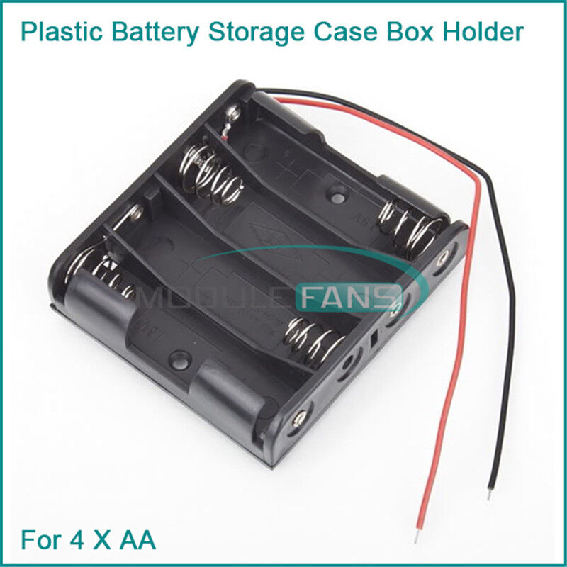 2PCS New Plastic Battery Case Storage Box Holder with Wire Leads 6.0V 4AA
