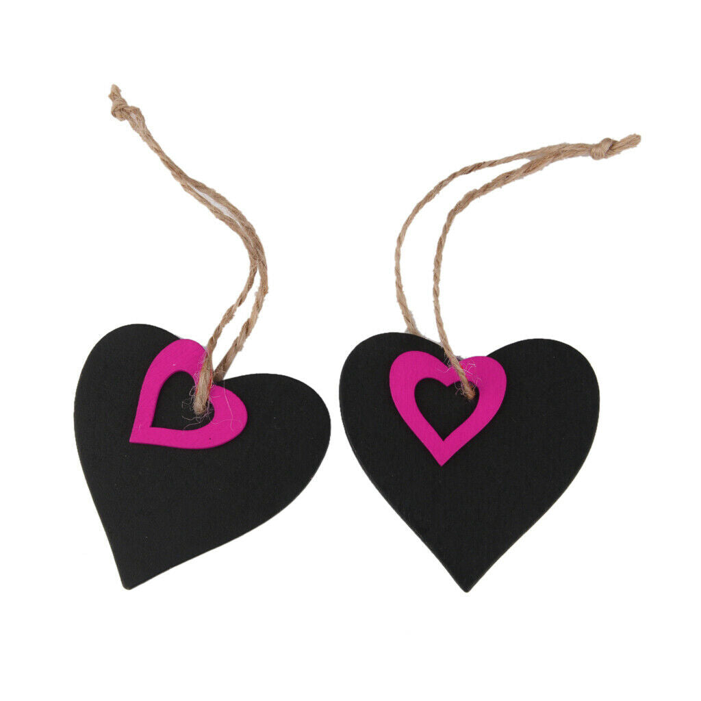 10pcs Mini Fuchsia Hearts Chalkboard Tags With String