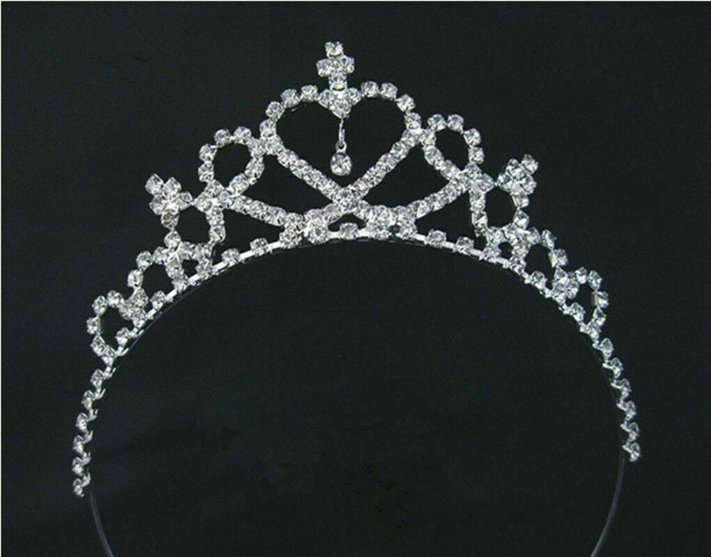 Girl Kids Bridal Bridemaid Princess Crystal bling Hair Crown Head band Tiara UK