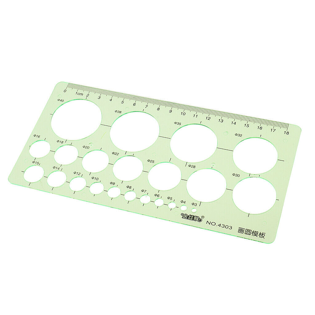 Plastic Circles Template Drawing Ruler Stencil Students Exam Measuring Tools
