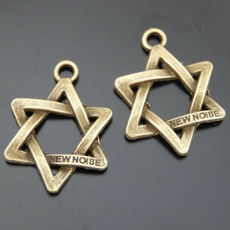 20 pcs Antiqued Bronze Alloy Hexagram Hollowed Charm Pendant Art Craft 23*19*3mm