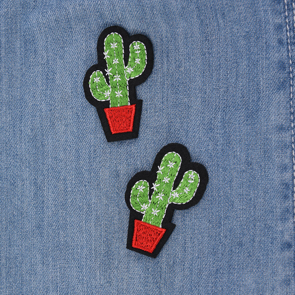 3pcs Cactus Embroidery Fabric Applique Iron/Sew on Patches For Clothing .l8