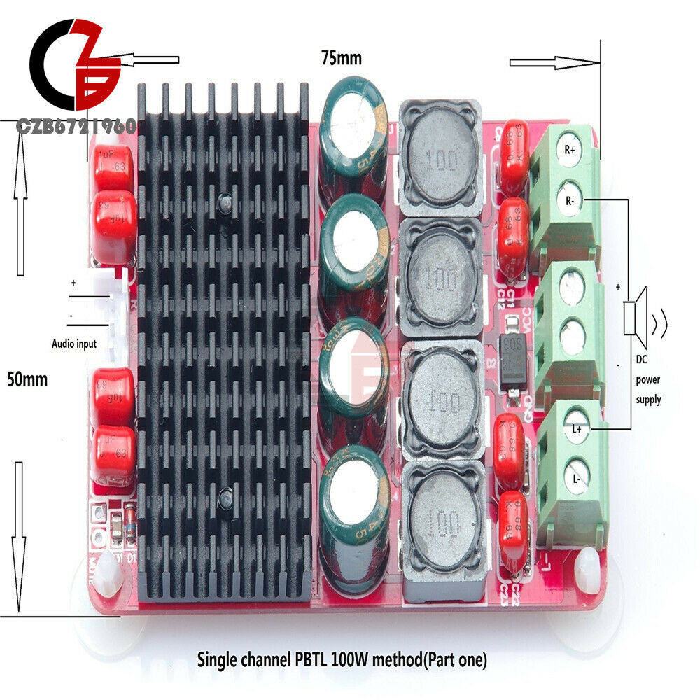 TPA3116 DC 24V Digital Amplifier Board Dual Channel Stereo 2x50W PBTL Mono 100W