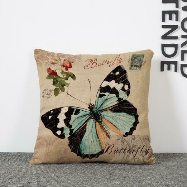 2x Retro Butterfly Cotton Linen Home Sofa Car Cushion Covers Pillow Case 5 Types