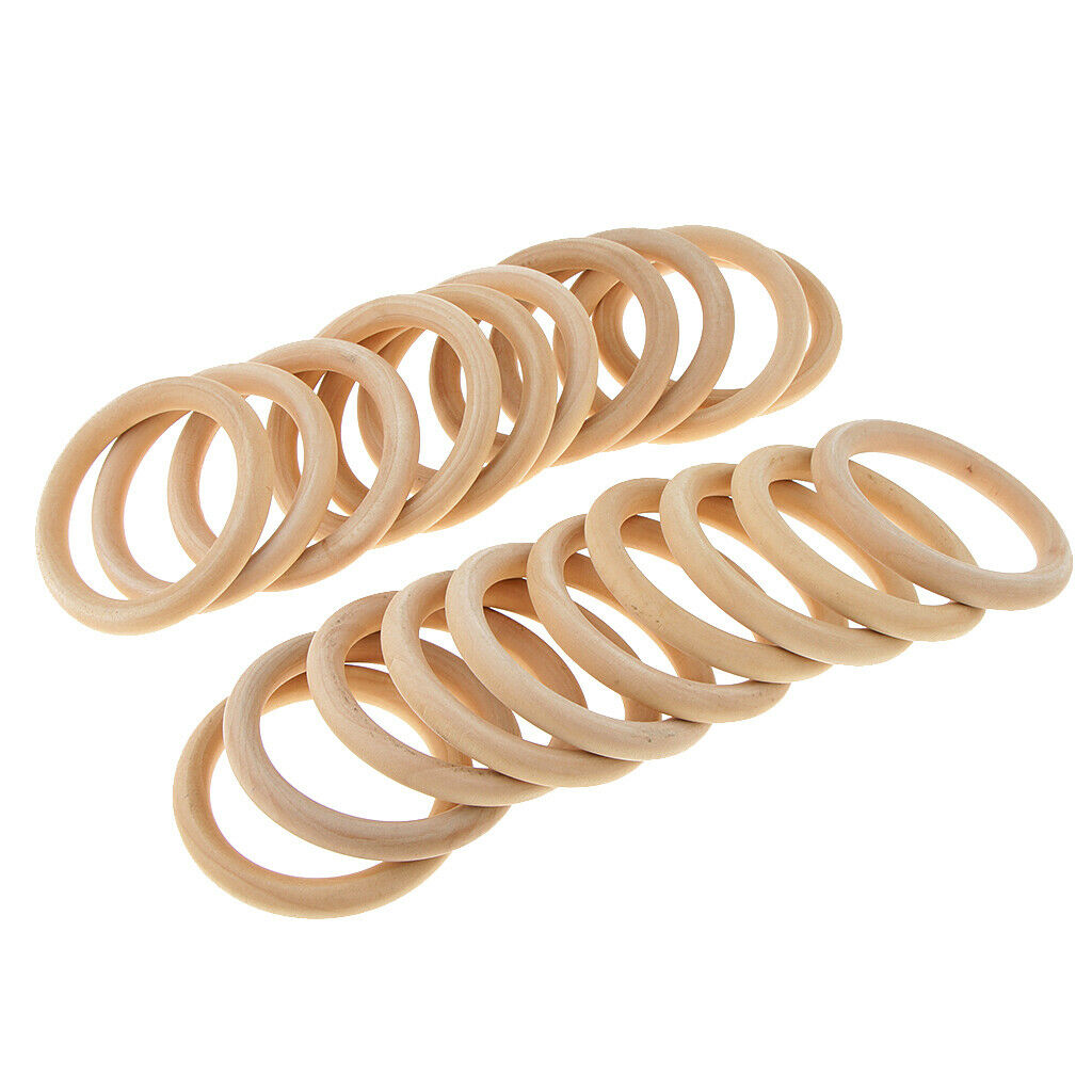 20Pcs Natural Wooden Rings for Craft Pendant Connectors Jewelry Making 80mm