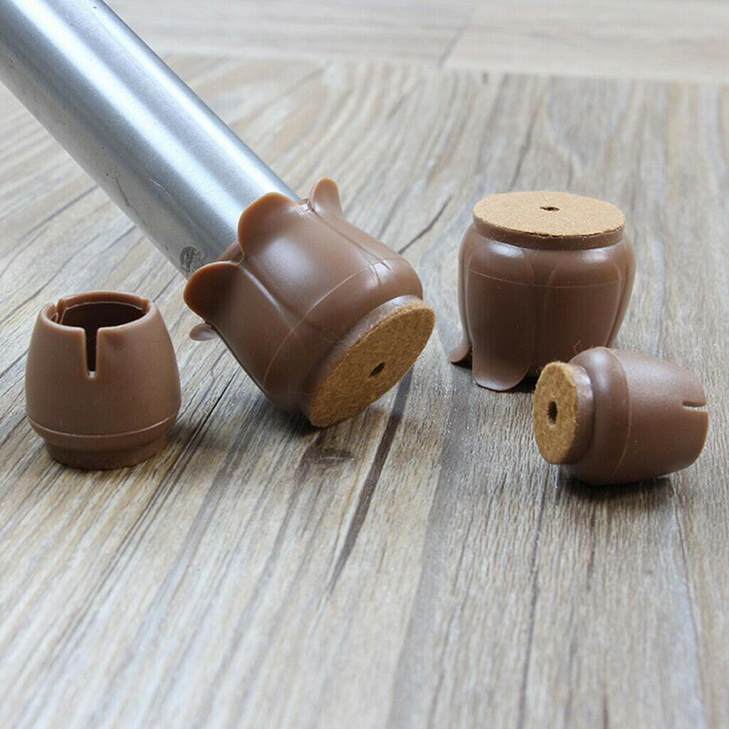 10Pcs Round Furniture Legs Brown Floor Covers Chair Leg Tip Felt Pad 29-35mm
