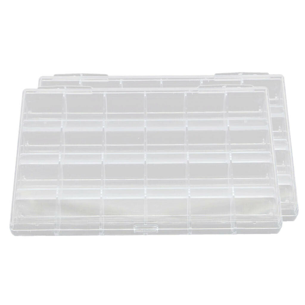 2 Pieces Empty Acrylic Case Holder Box for Earrings Nail Art Beads Glitters
