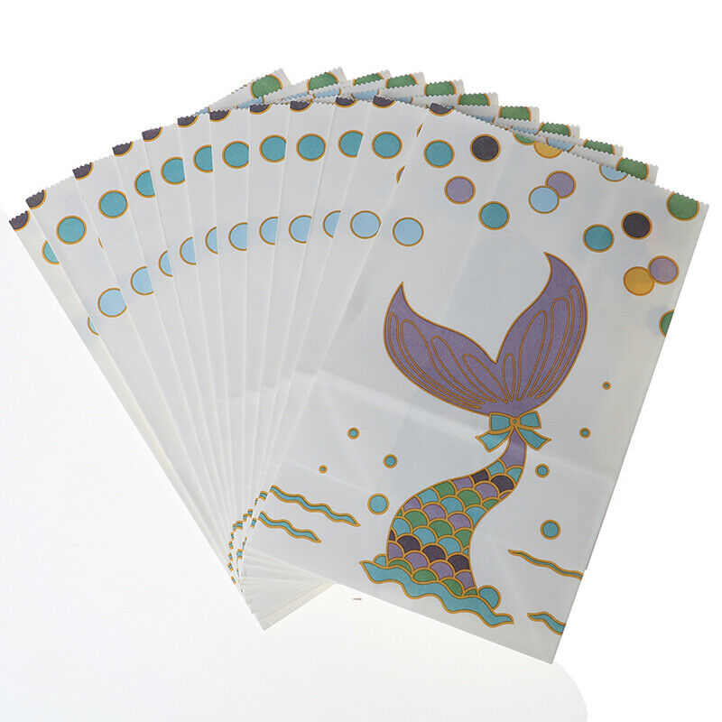 12pcs Mermaid Gift Bags Sweet Paper Candy Bags Mermaid Christmas Wedding Bo-DD