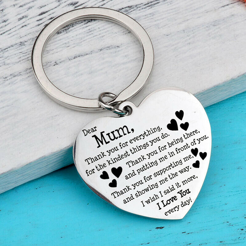Heart Shaped Engraved Letter keychain love Pendant To best mum Mother's D.l8