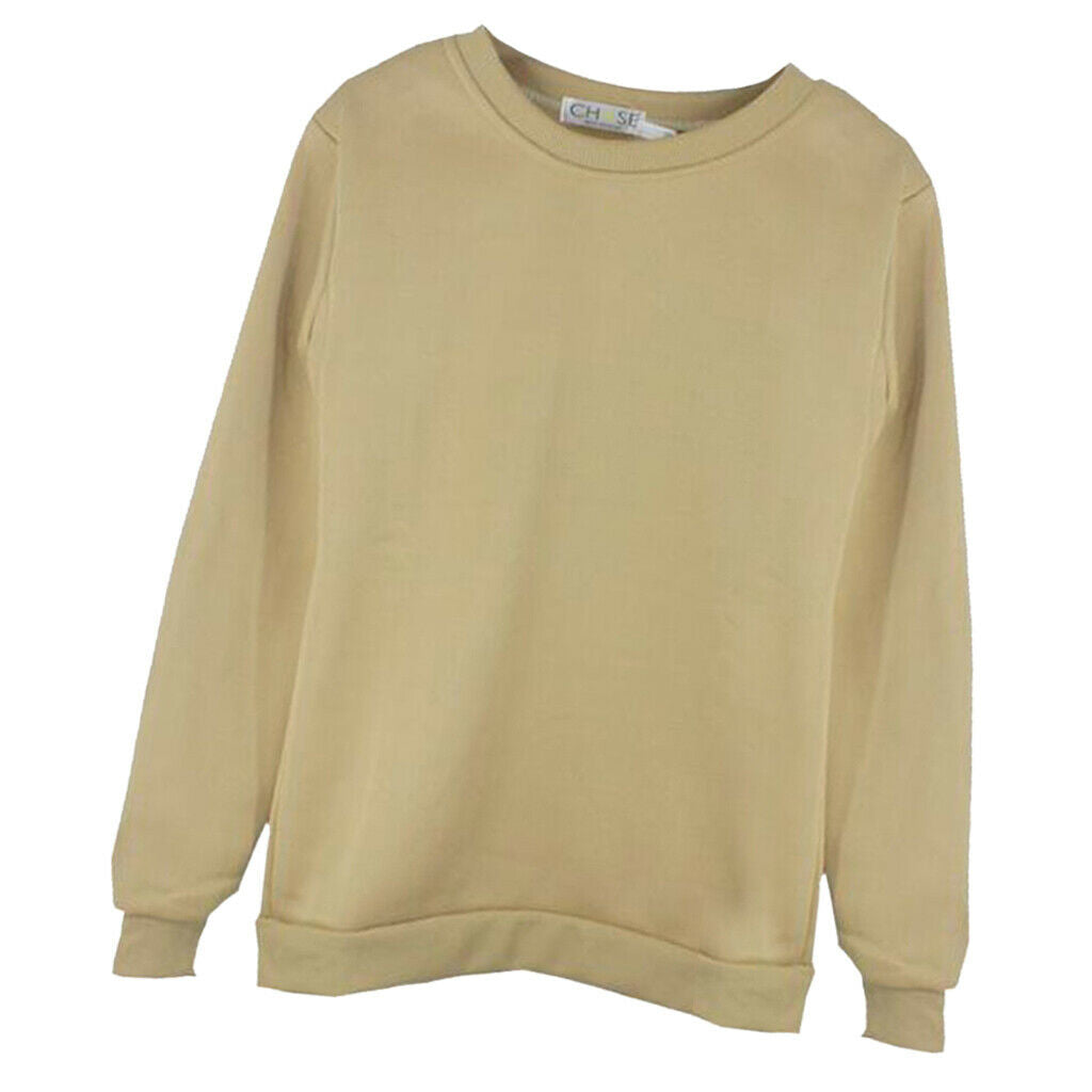 Autumn Solid Round Neck Long Sleeves Fleece Sweatshirts Unisex Loose Top 5XL