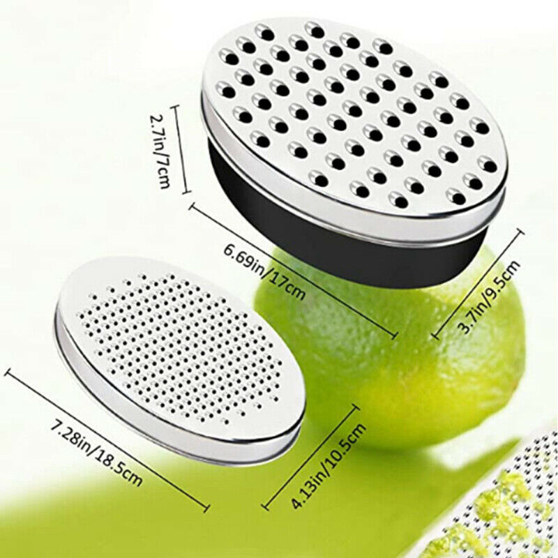 Black Slicer Cheese Grater Vegetables Stainless Steel Oval Box Container Gra XC