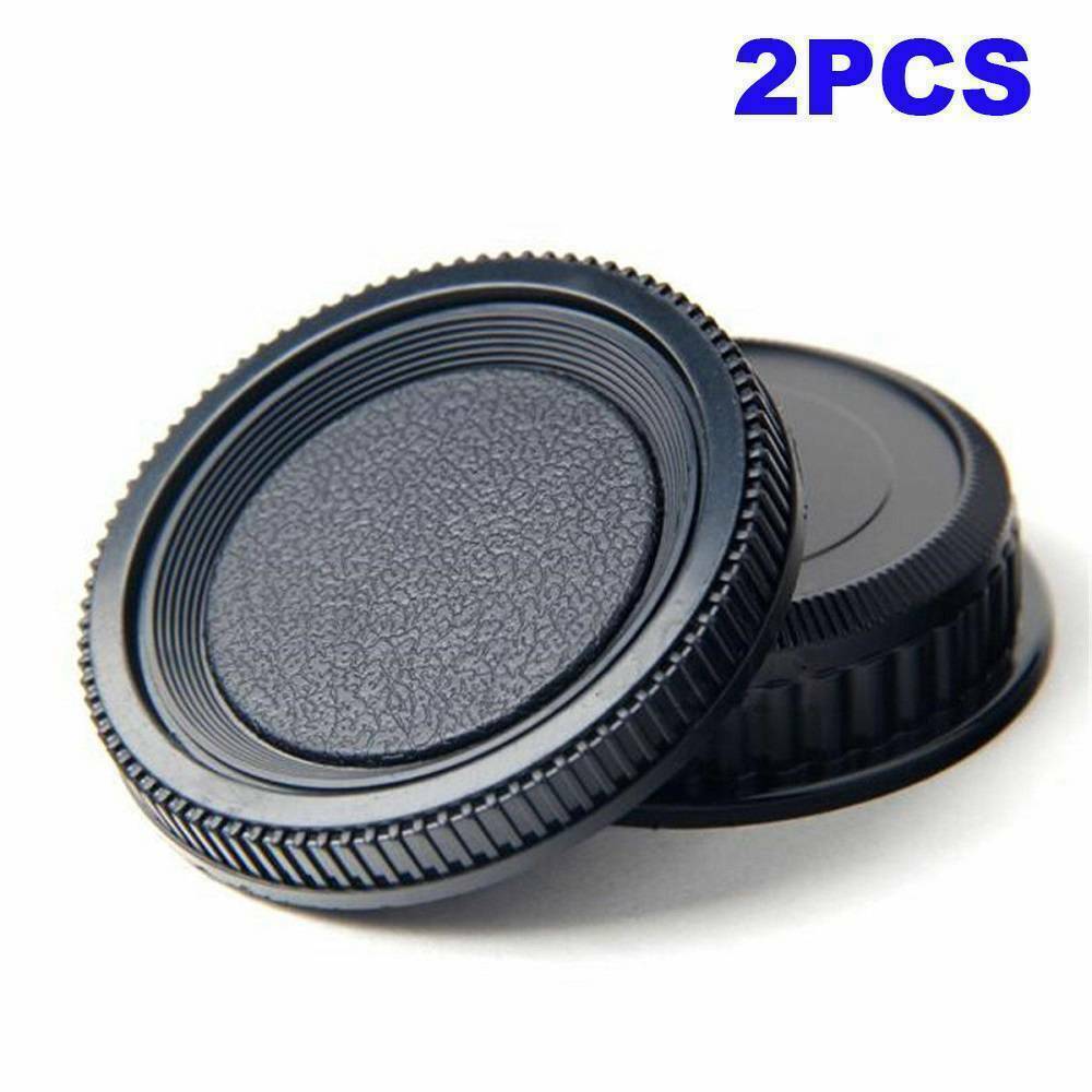 2Pcs/set Plastic Rear Lens and Body Cap Cover for Pentax K PK Camera Black USA !