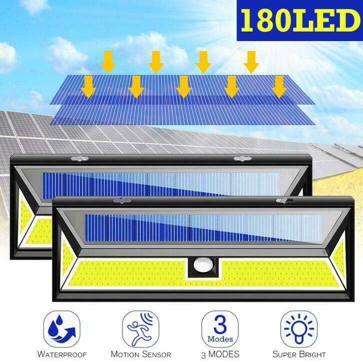 180 COB LED PIR Motion Sensor Solar Power Wall Light Outdoor Waterproof 1000LM