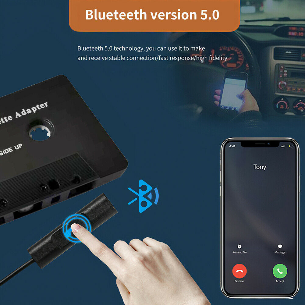 Bluetooth 5.0  Universal Cassette Audio Car Tape Aux Stereo MP3 Music Adapter