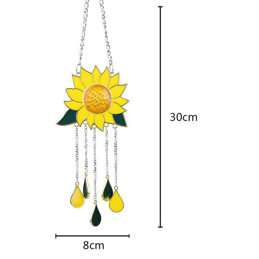 Sunflower Wind Chimes Outdoor Yard Garden Home Decor Ornament Hanging SunCatcher
