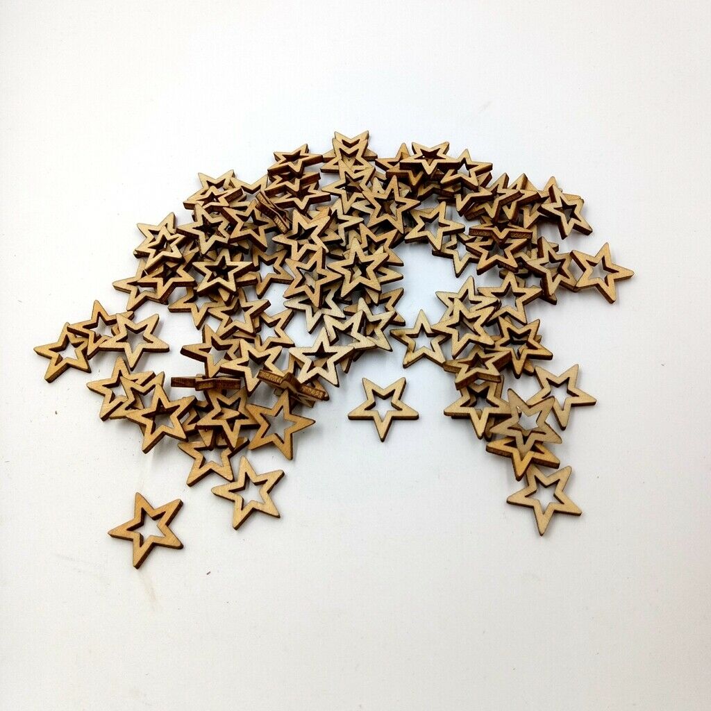 200 Pieces Hollow Star Shape Unfinished Wooden Embellishment Pieces for