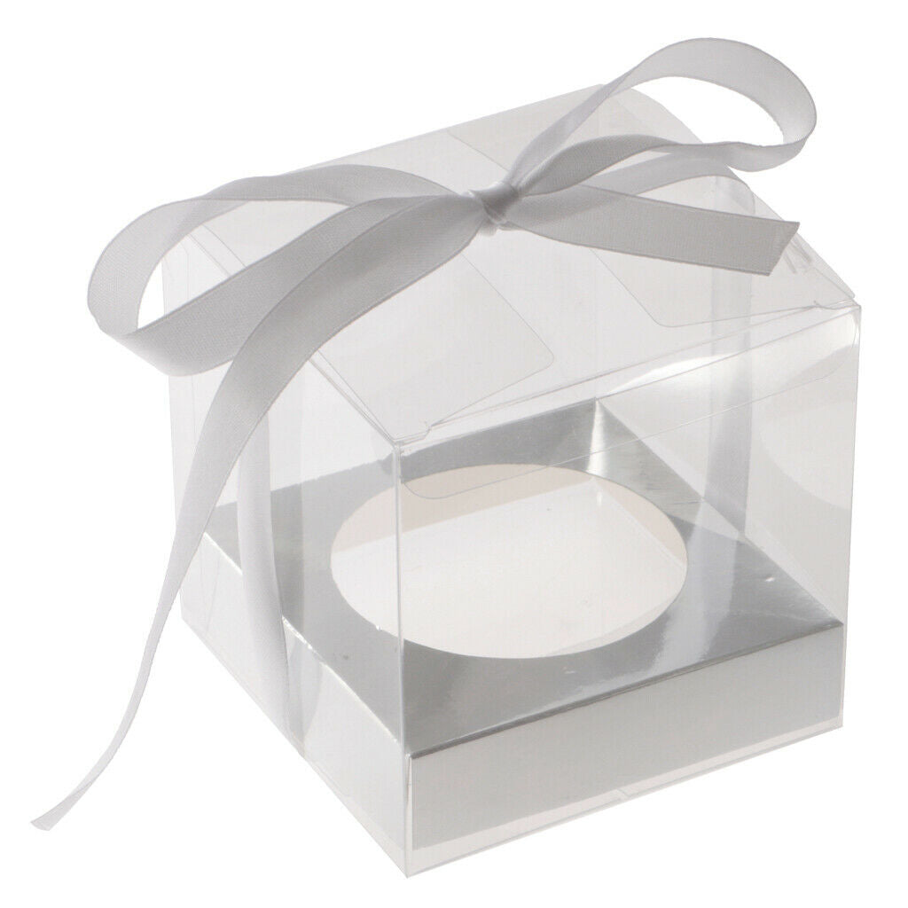 Pack of 12 Clear Gift Boxes with Ribbon Wedding Party Bomboniere Candy Cookie