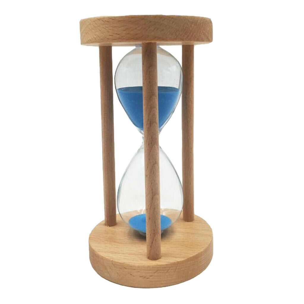 Wooden Frame Sand Timer with Blue Sand Hourglass for Kids Home Decor 6min