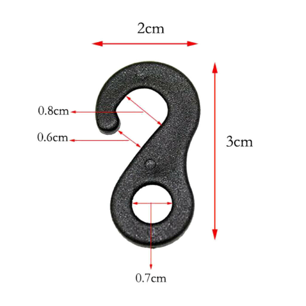 50x Plastic Tent Fasten Hook for Camping Awning Backpack Tie  Cord