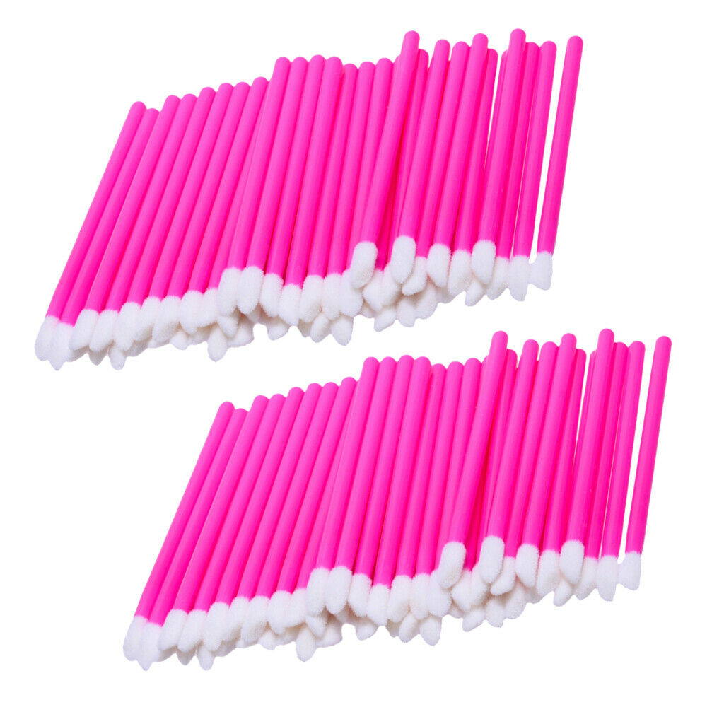 100Pieces Disposable Lip Gloss Brush Lipstick Wands Makeup Applicator Pink