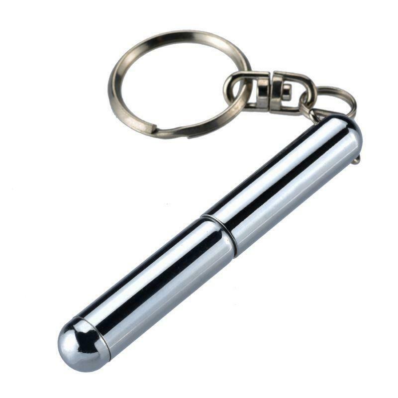 Portable Stainless Steel Telescopic Ballpoint Pen Metal Key Ring Keychain Tools