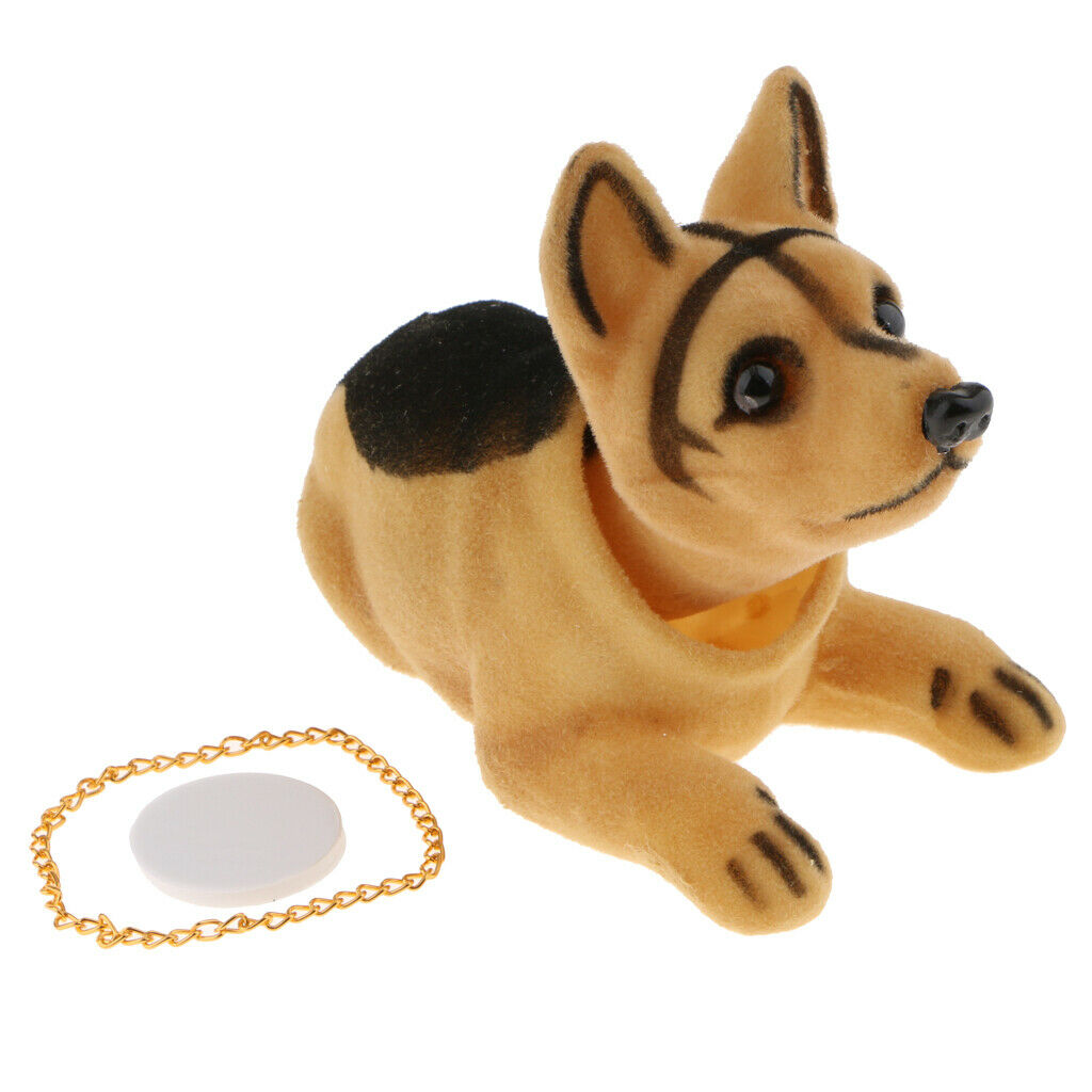 2x Nodding Dog with Golden Chain Ornaments Mini Bobble-Head Toys for Car