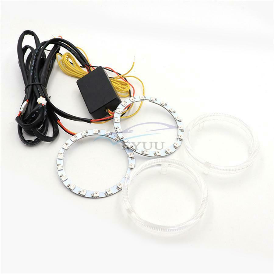 Plug&Play 12V-24V Waterproof APP Control ID80mm RGB LED Angel Eyes Lights Kit