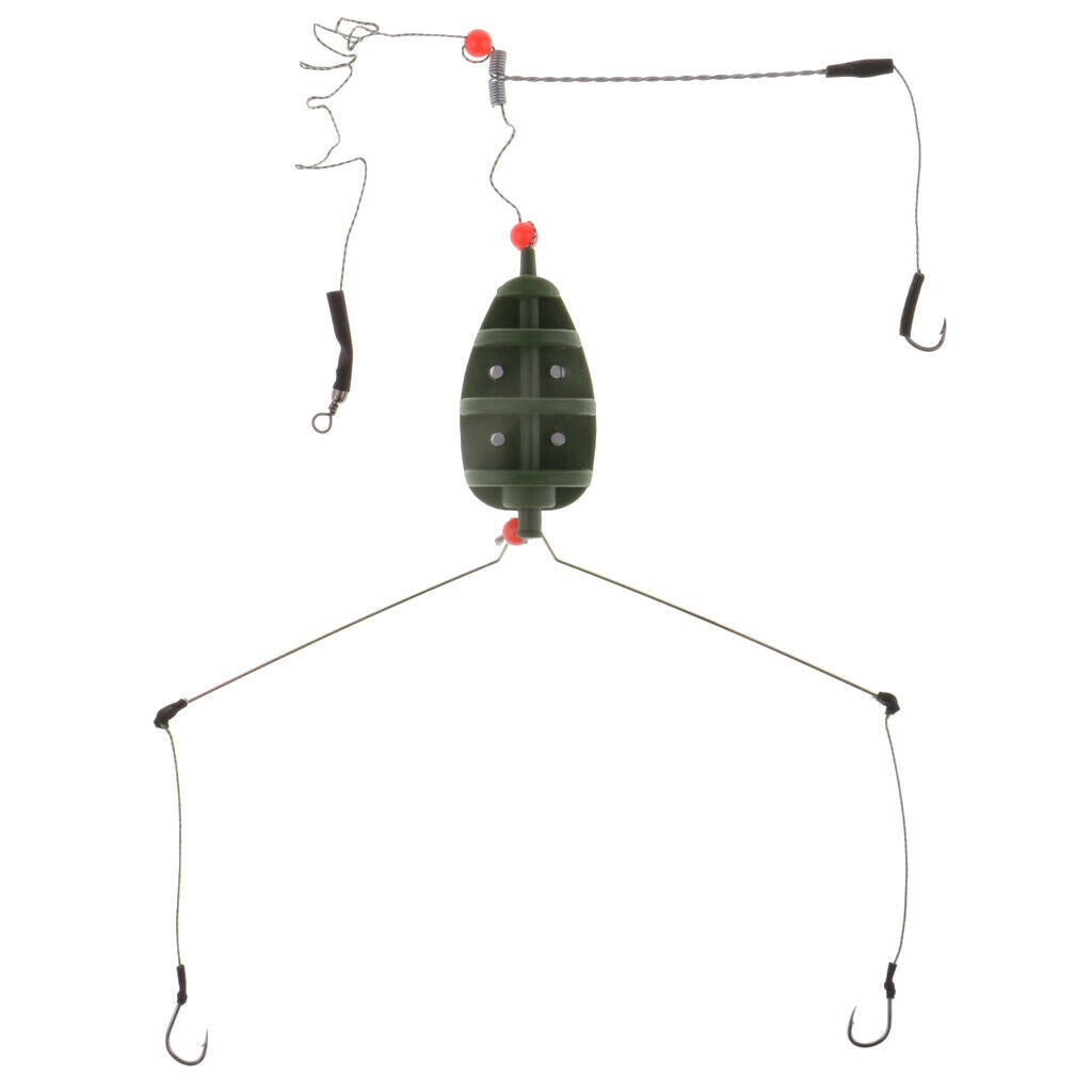 Fishing Feeder Basket Holder Fishing Bait Cage with Line Hooks 80g