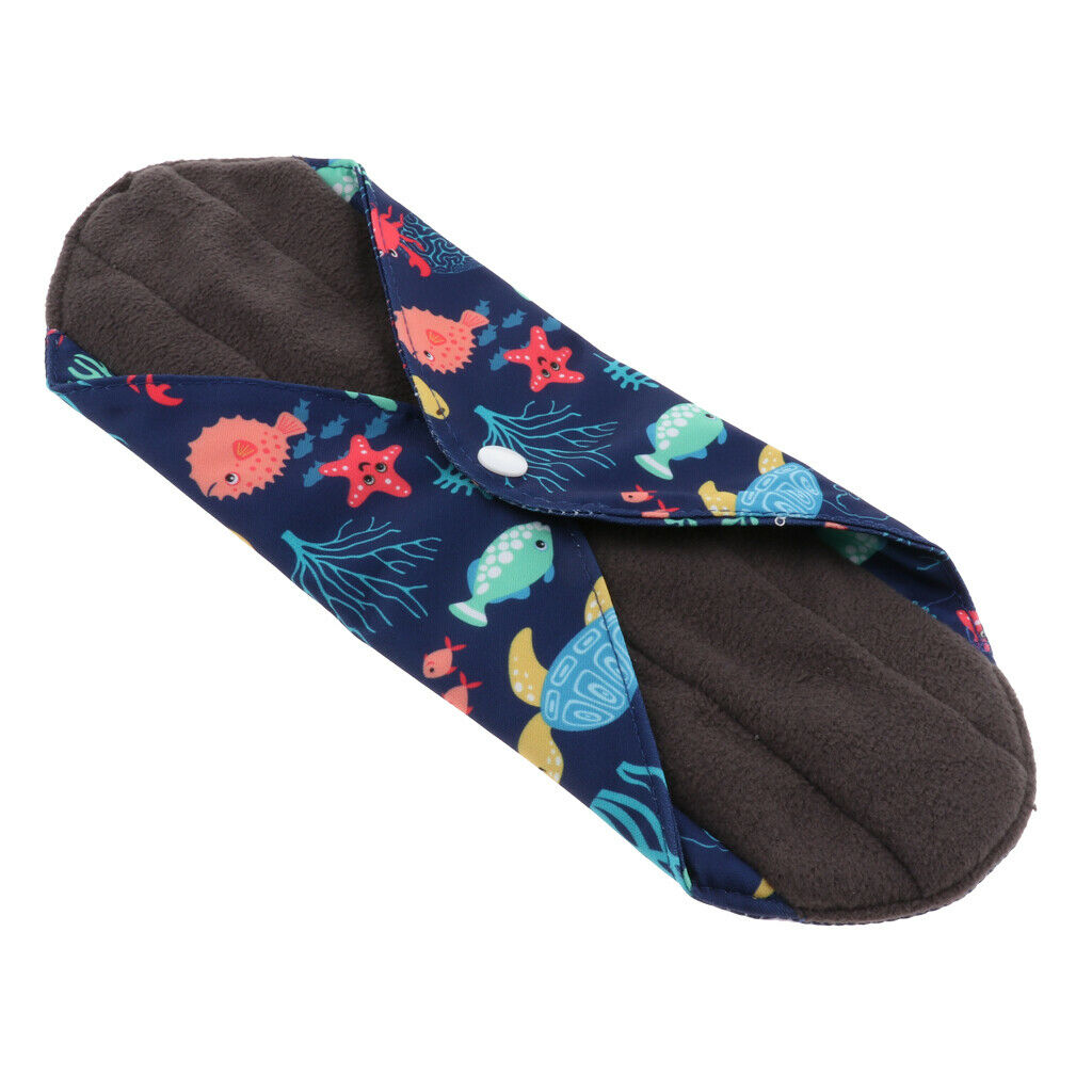 3 Pcs Set Charcoal Bamboo Mama Cloth/ Menstrual Pads/ Reusable Sanitary Pads for