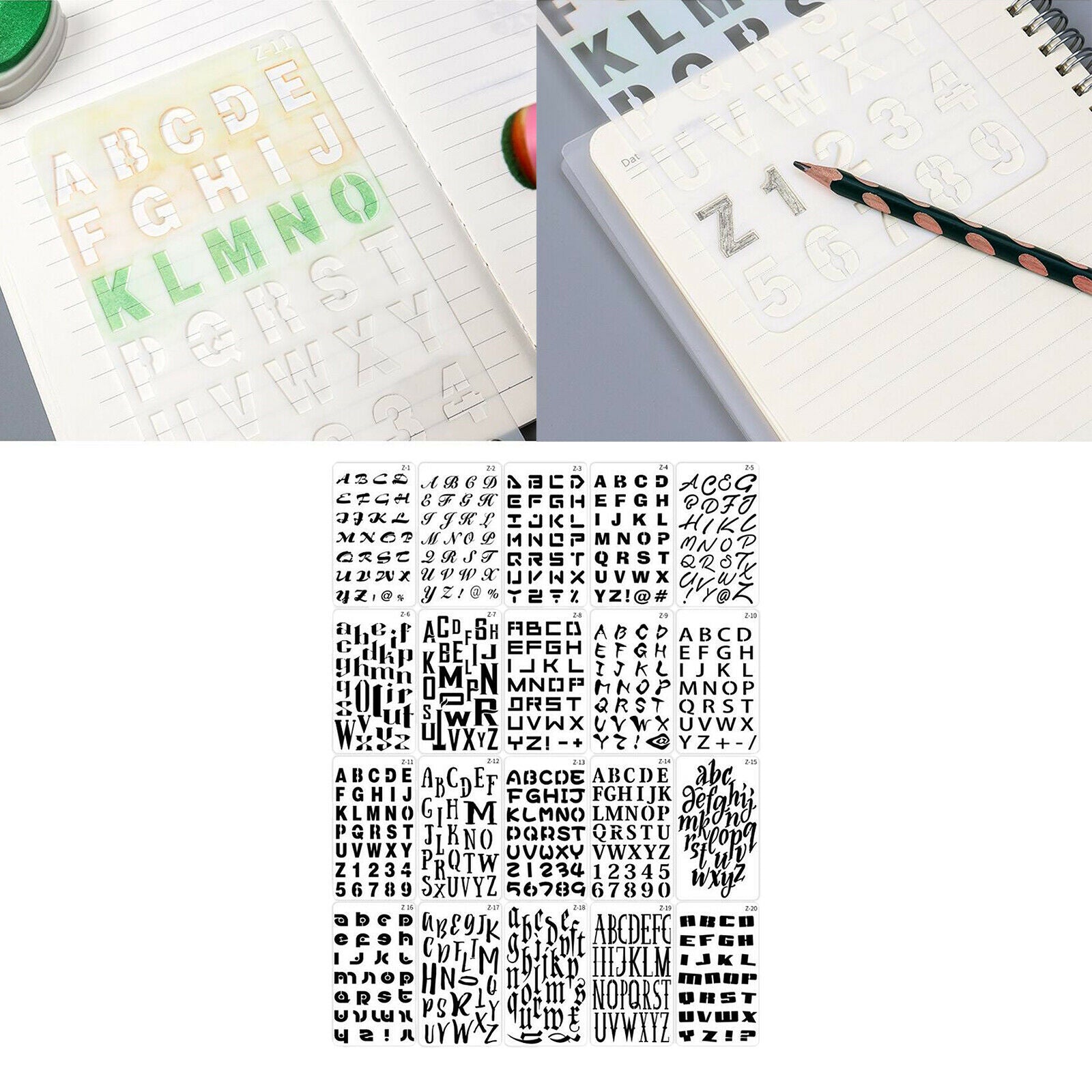 20Pcs Alphabet Letter Number Stencils for Journal Stencil Planner Scrapbooking