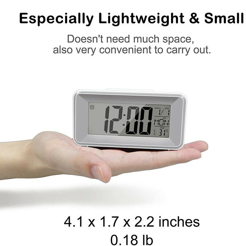 Digital Alarm Clock, Small LCD Desk Table Clock with Sound Control Light, 12/2X4