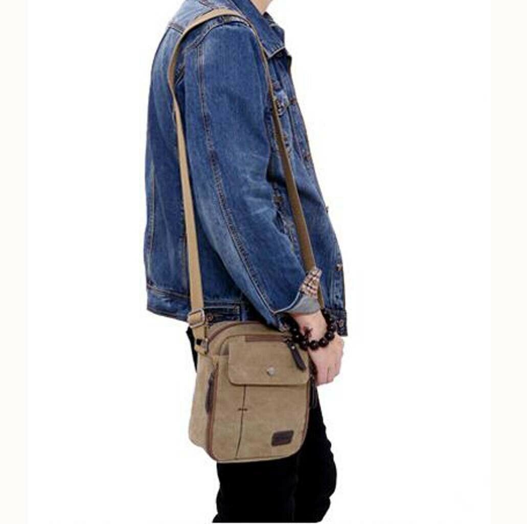 Unisex Fashion Retro Canvas Bag Shoulder Travel Bag Coffee Color