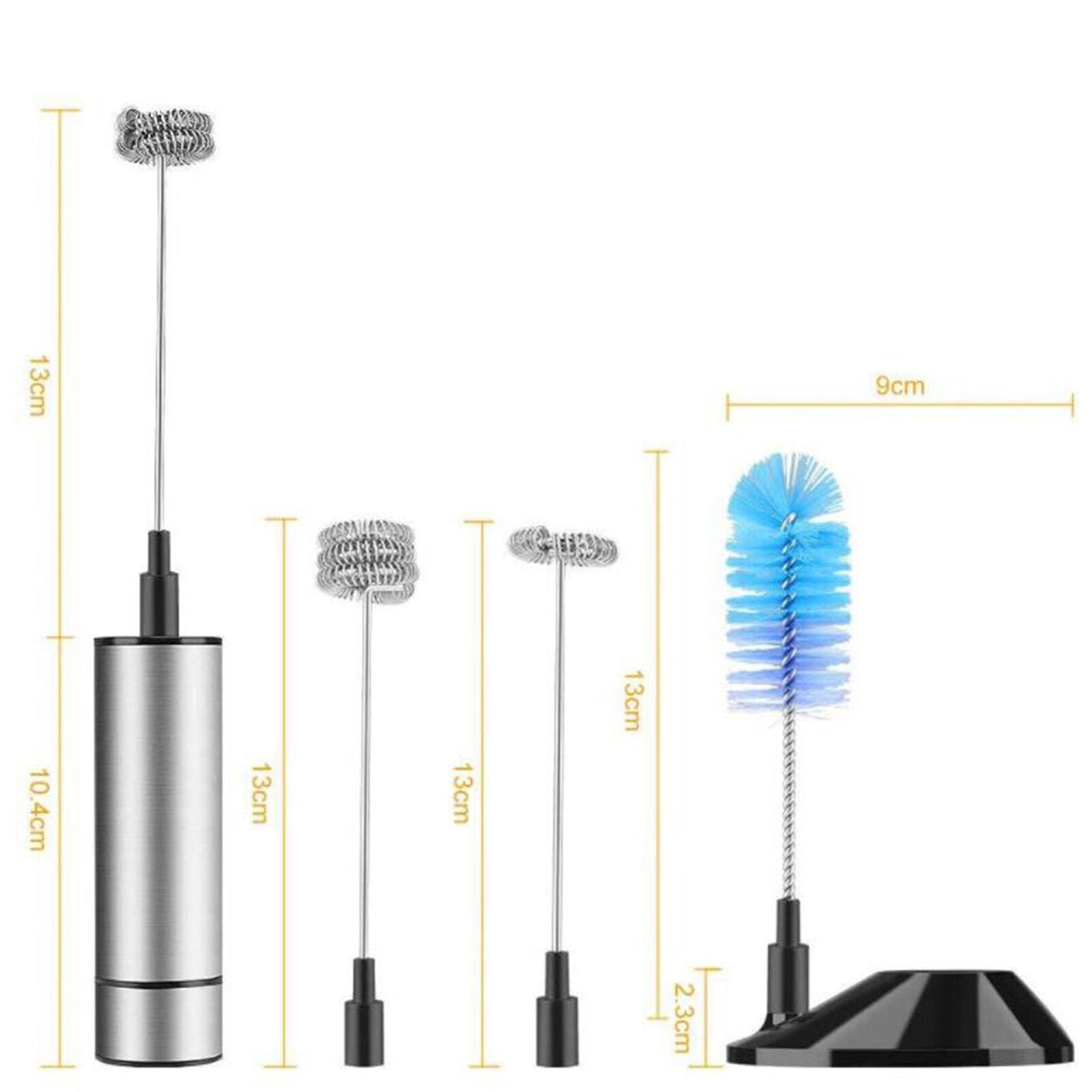 Electric Milk Frother W/ 3 Spring Whisk Head Drink Mixer Coffee Foam Maker Tool