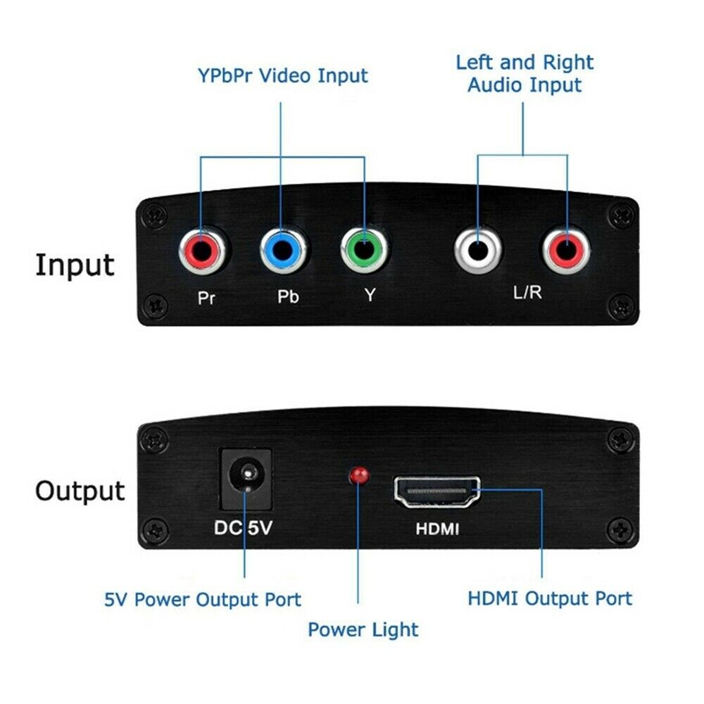 1080P HD to 5RCA RGB Component YPbPr Video +R/L Audio Adapter Converter HD TV