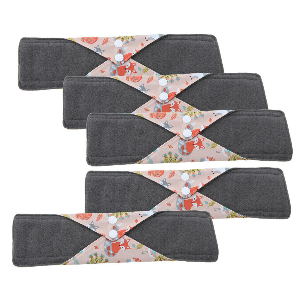 5x 11.8 inch Reusable Bamboo Cloth Menstrual Pads Women Period Cloth Pad