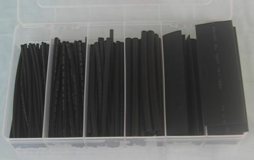 Heat Shrink Tubing Kit black Colors Transparent plastic box shrinkable 6 size