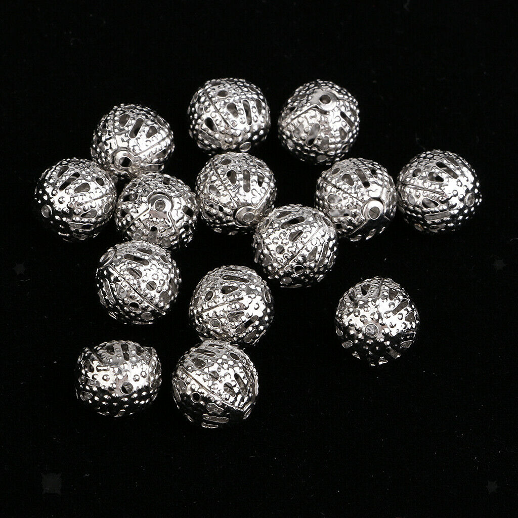 100 Pcs   mm Round Mini Loose Spacer Bead Hollow Beads for Jewelry
