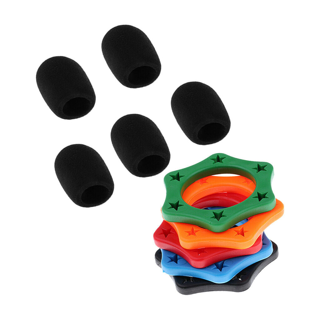 Microphone Slip Anti-Rolling Protection Ring Mic Ring + Black Mic Cover