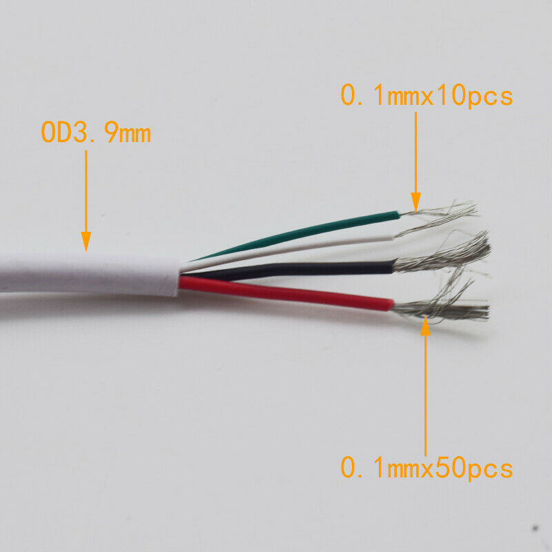 1pc 20cm 8in USB C Type-C Male Plug 2/4 wires Power Pigtail Cable DIY White 5A