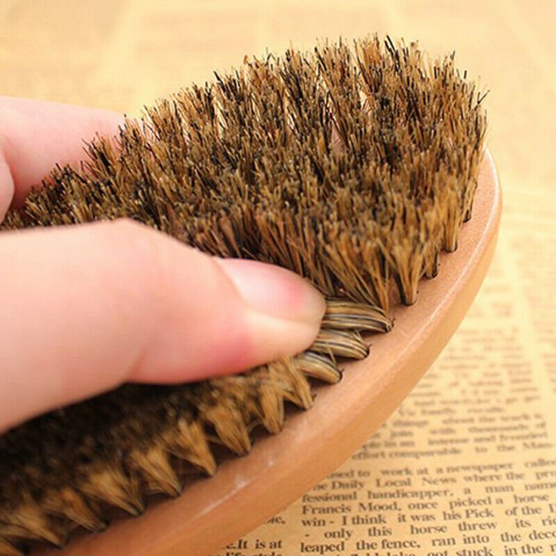 1pc Soft Boar Bristle Wood Beard Brush Hairdresser Shaving Tool Men Mustache Lt