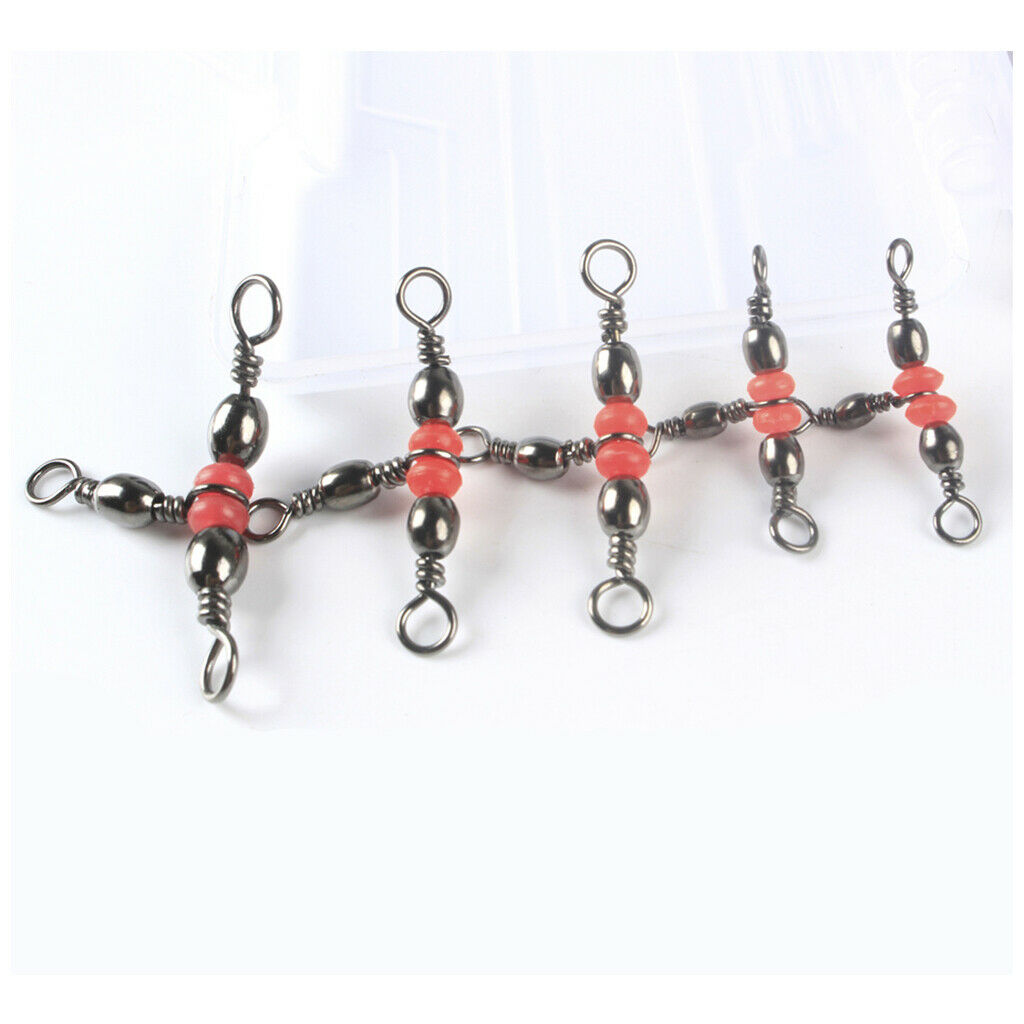50pcs T Shape Fishing Accessories 3 Way Swivels Bearing Connector Solid Ring