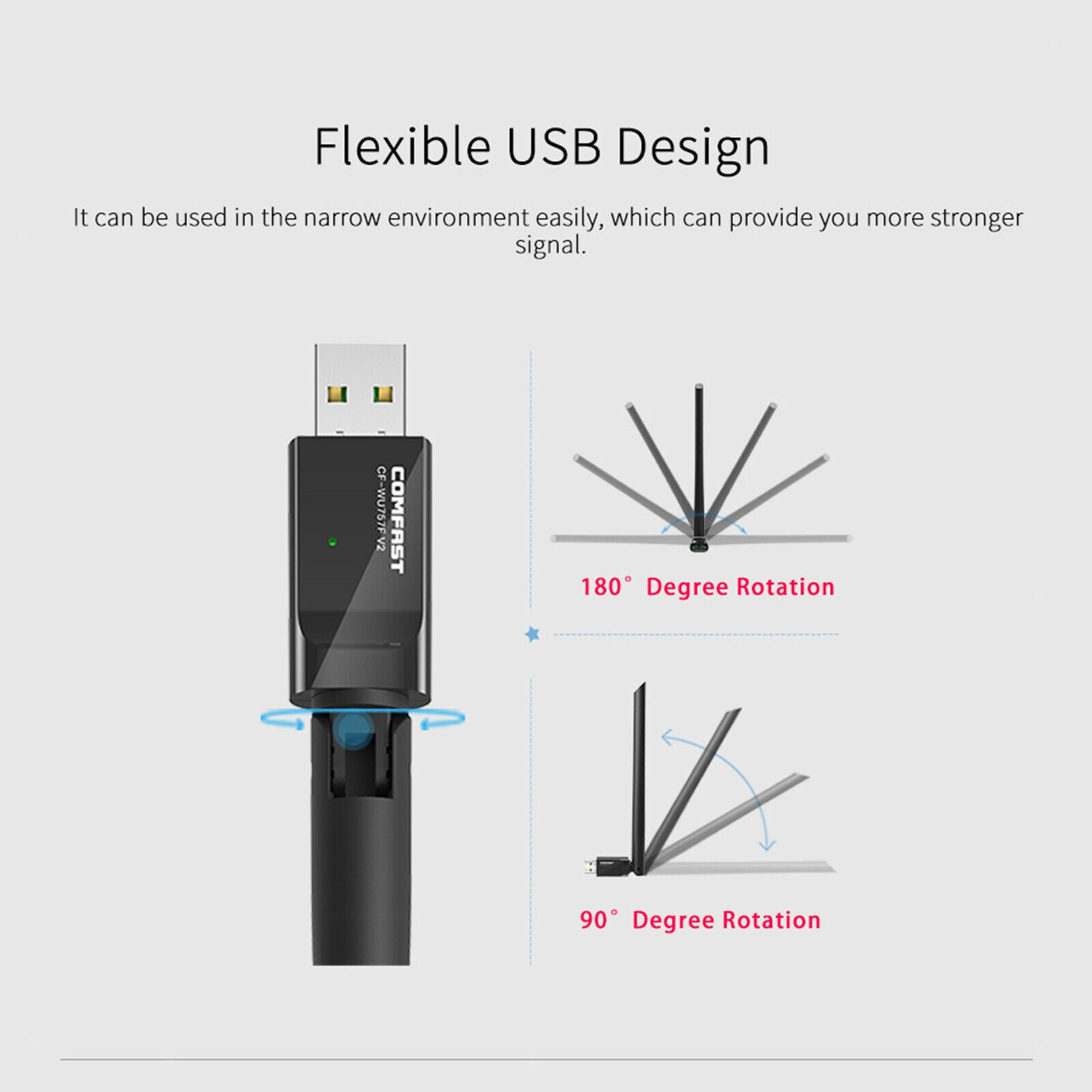 Wireless USB WiFi Adapter Receiver Dual-Band Free Driver for PC Laptop